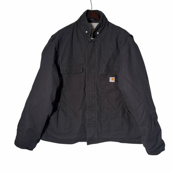 Carhartt FR 101625 Jacket Mens XL Black Quilt Lined Duck Coat Workwear NFPA 2112 - Picture 1 of 10